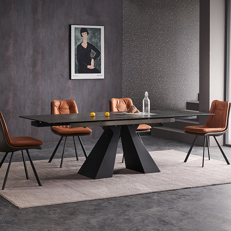 Italian minimalist retractable rectangular ceramic dining table