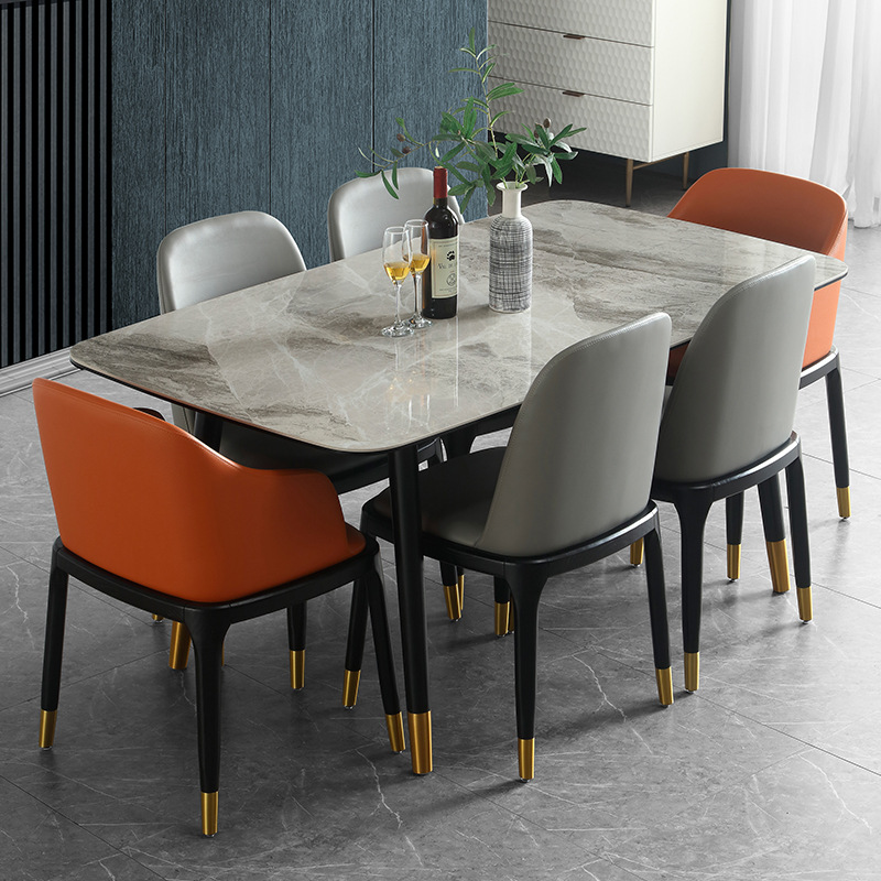 Bright and practical light luxury ceramic dining table ceramic top