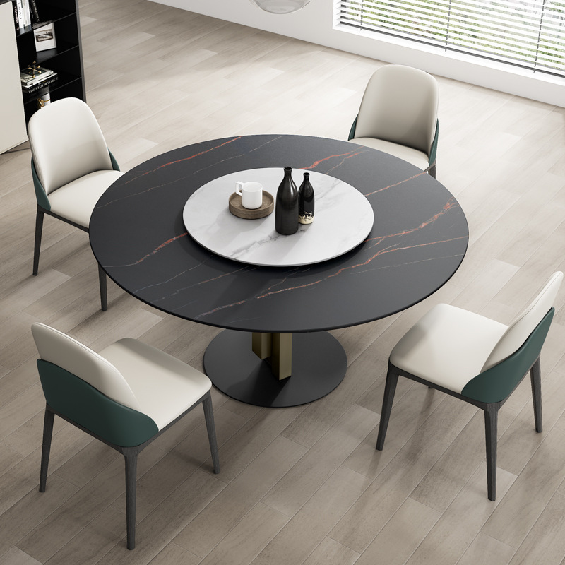 Italian style simple luxury round ceramic dining table ceramic top